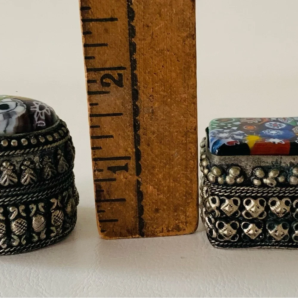 Vintage Murano millefiori trinket boxes